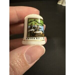 Souvenir Porcelain Thimble From Shedd Aquarium; Chicago, Illinois